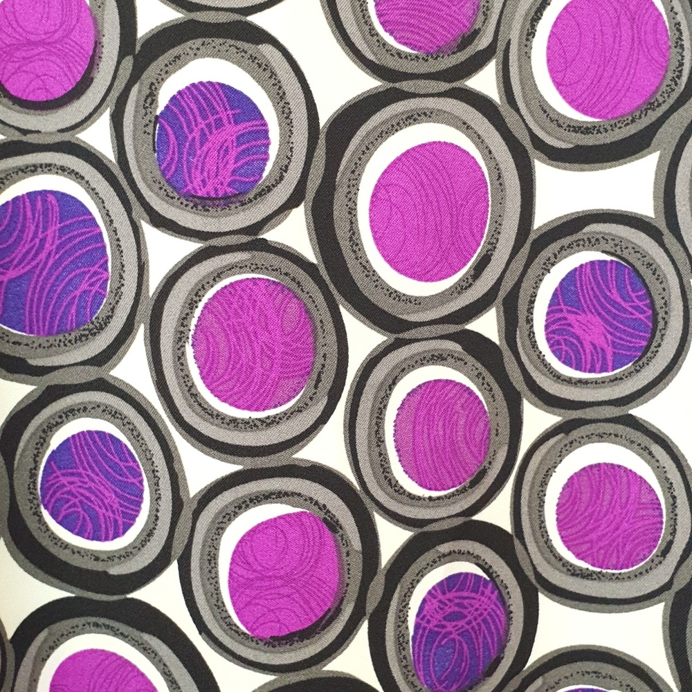 70s Vintage Mod Dress, Purple Circles - Picture 2 of 7